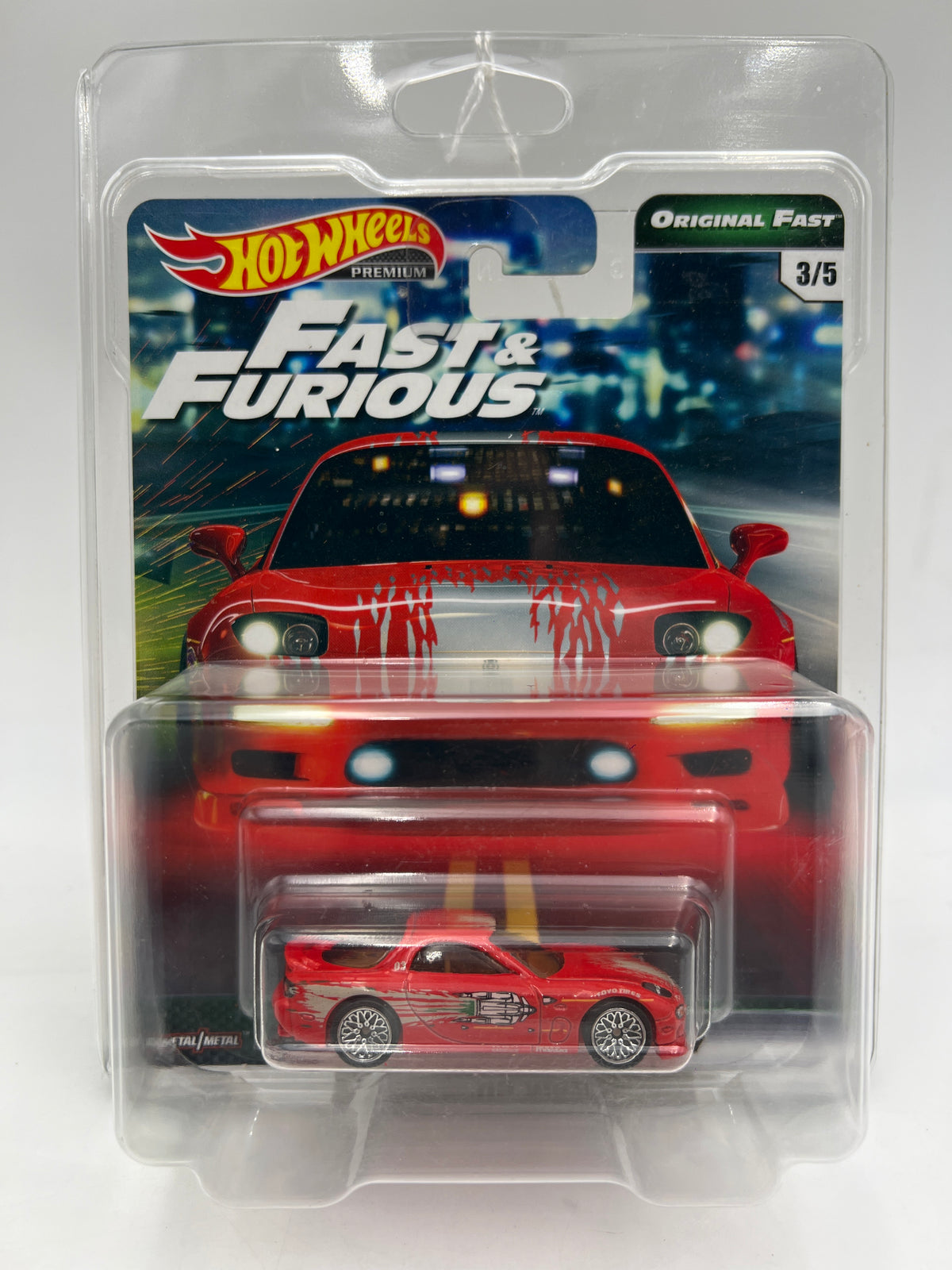 Hot Wheels Fast & Furious Original Fast #3 95 Mazda RX-7 Red W/Protector