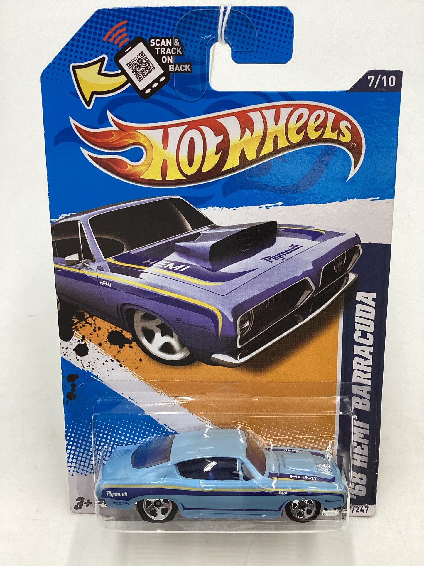 2012 Hot Wheels Muscle Mania #87 68 Hemi Barracuda Light Blue 36i