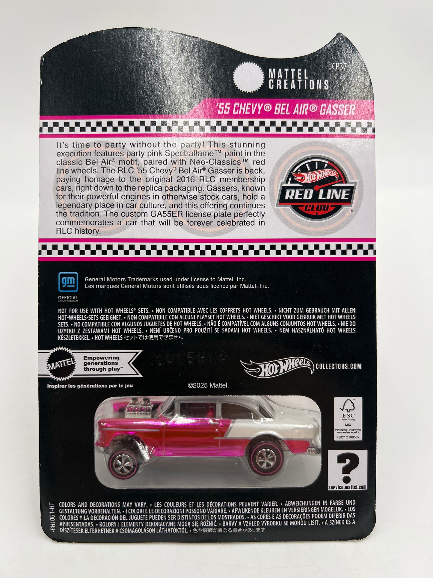 2025 Hot Wheels RLC Club Exclusive 55 Chevy Bel Air Gasser Pink W/Protector 2