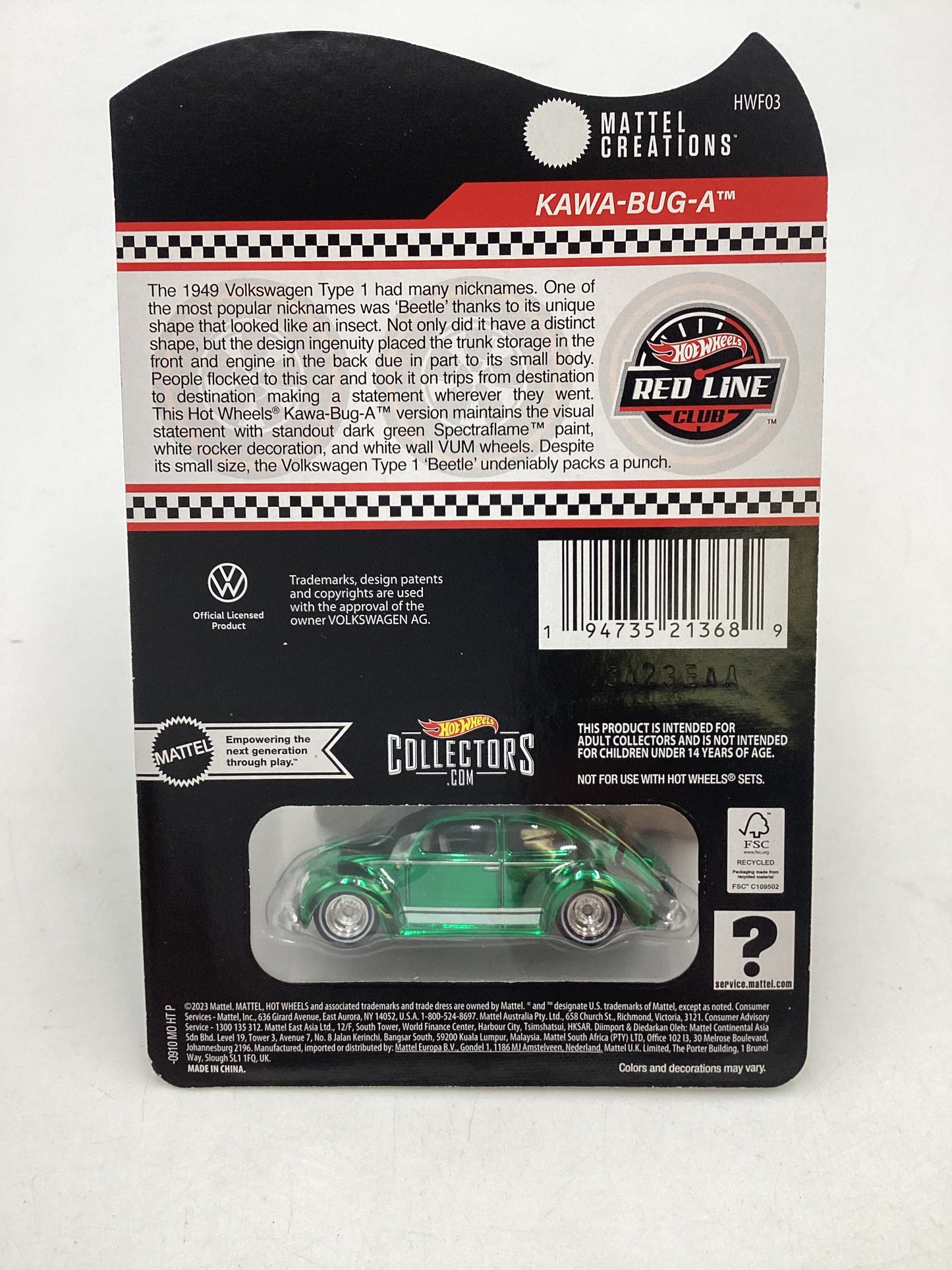 2024 Hot Wheels RLC Kawa-Bug-A with patch and pin and protector