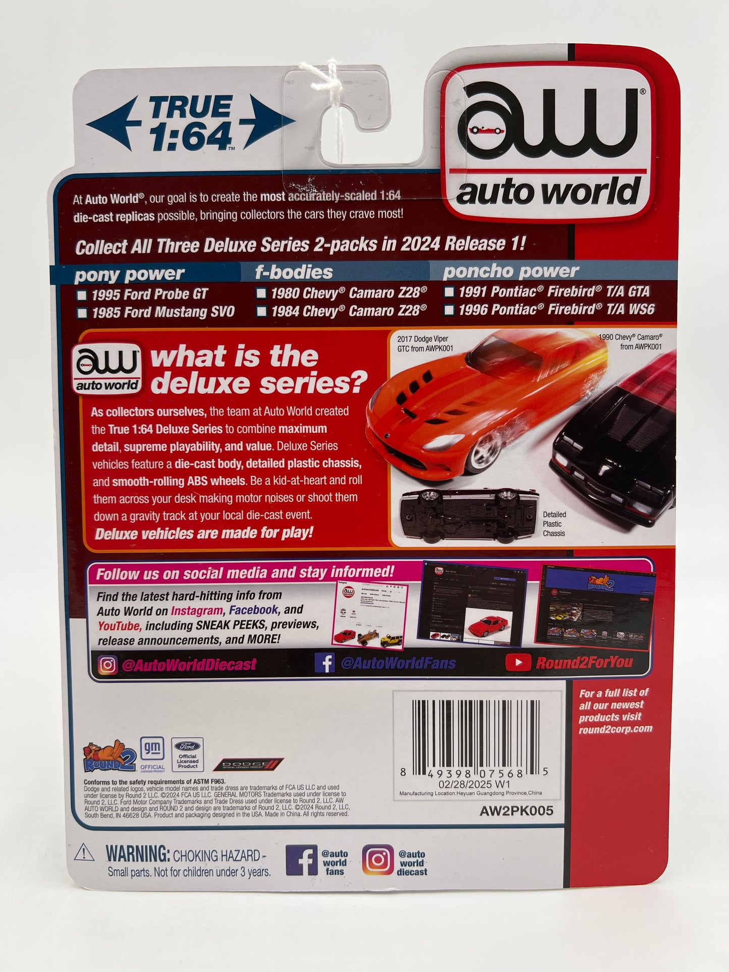 Auto World 2 Pack Deluxe Series CHASE Pony Power 1985 Ford Mustang SVO & 1995 Ford Probe GT Ultra Red