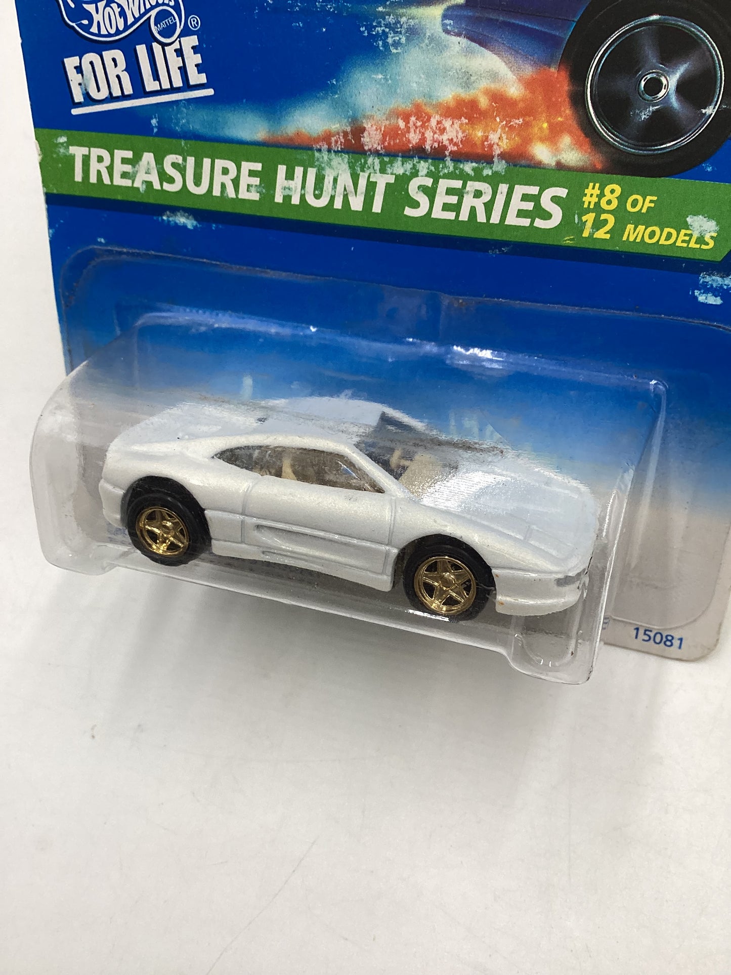 1996 Hot Wheels Treasure Hunt Series 8/12 Ferrari 355 White #435 *Bad Card* W/Protector