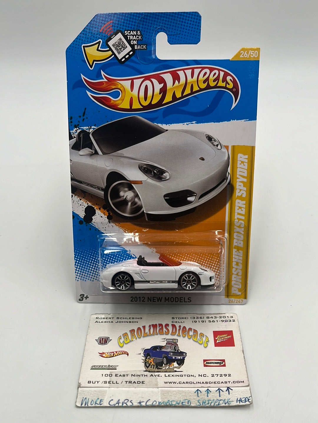 2012 Hot Wheels New Models Porsche Boxster Spyder White w/VHTF Bright Pink Windshield 26/247