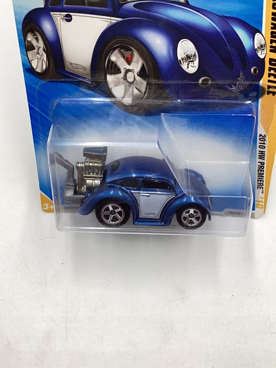 2010 Hot Wheels #4 Volkswagen beetle blue 92G