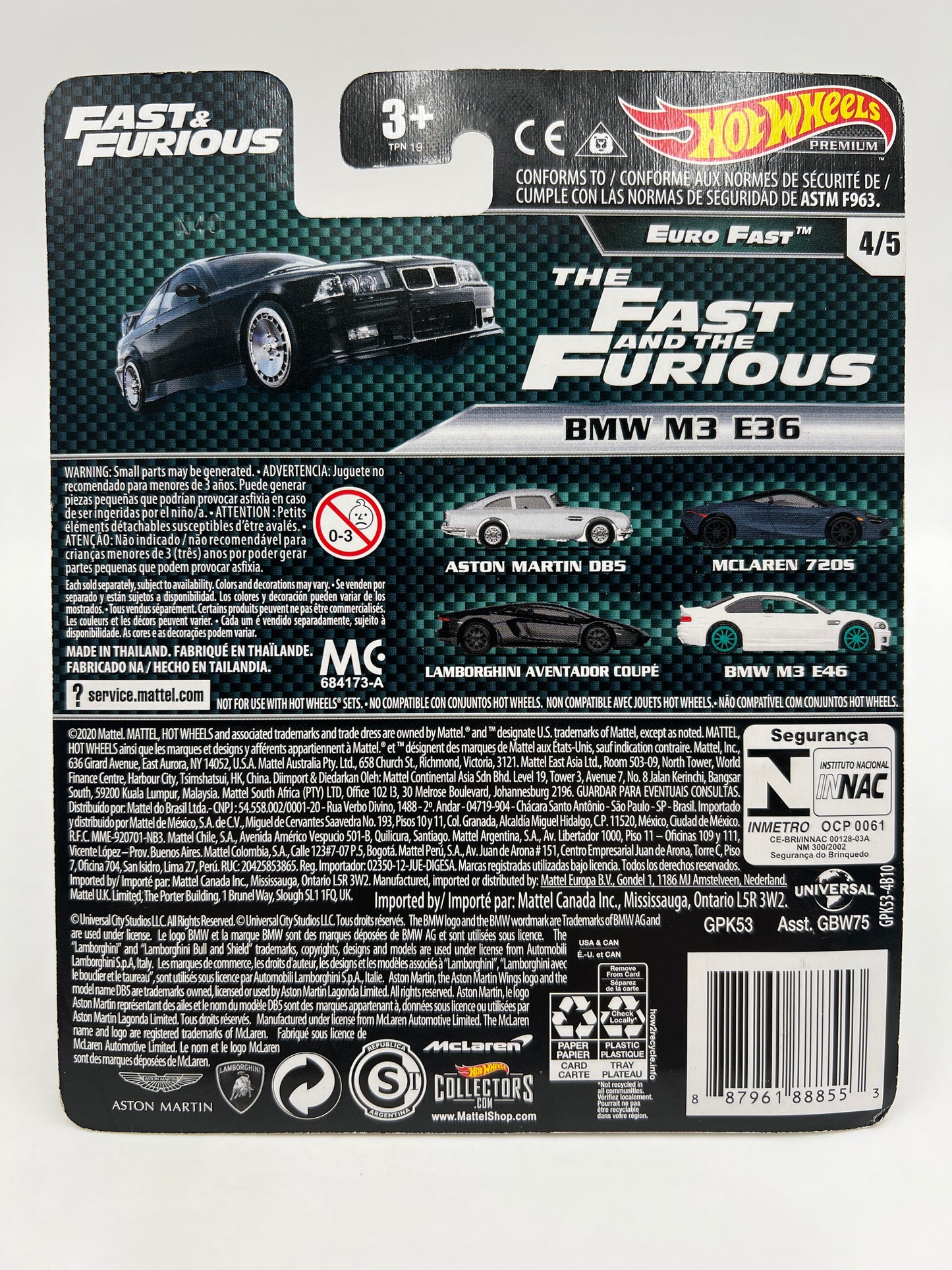 Hot Wheels Premium Fast & Furious Euro Fast #4 BMW M3 E36 Black 251A