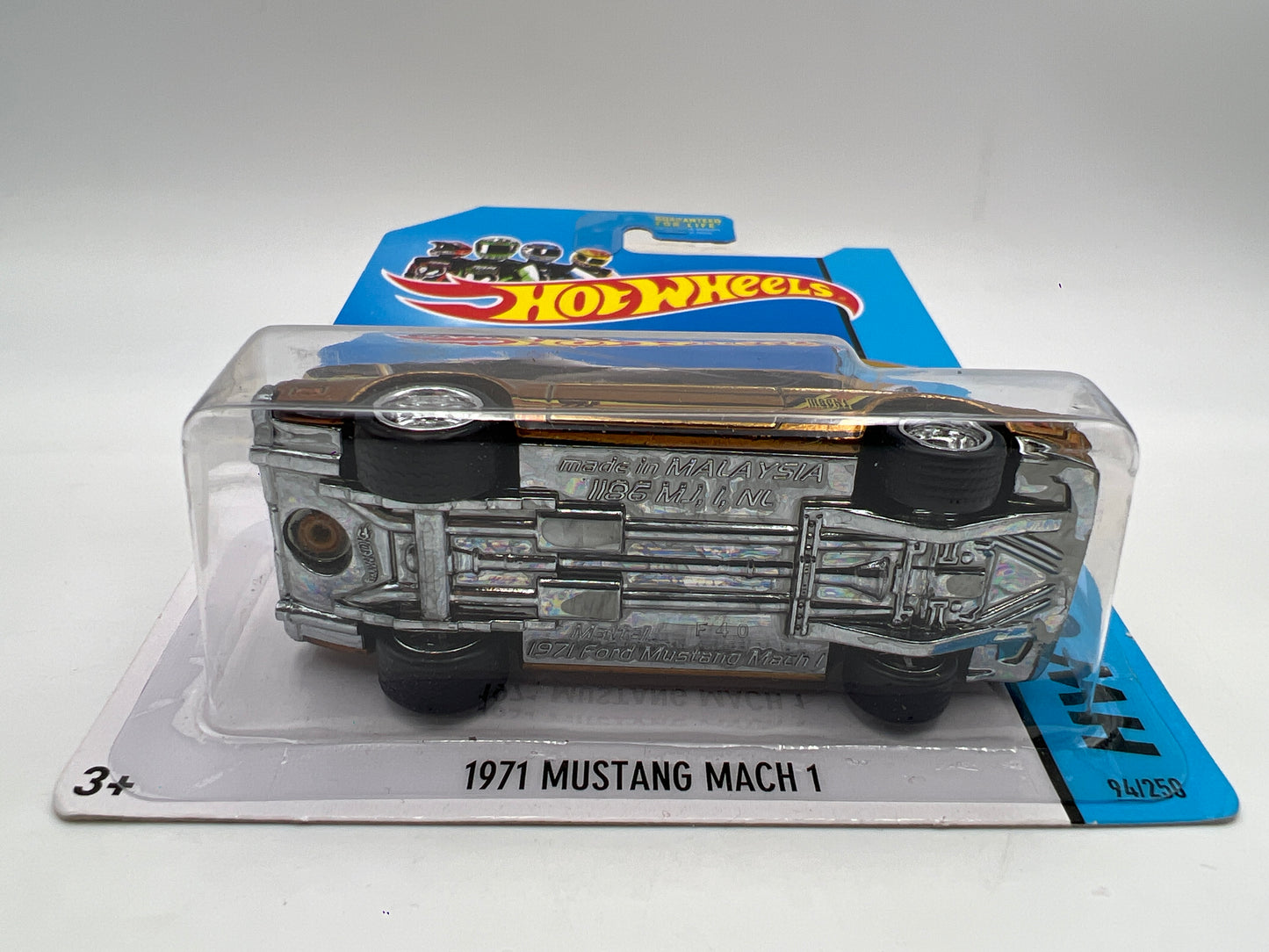 2014 Hot Wheels Super Treasure Hunt #94 1971 Mustang Mach 1 Gold W/Protector