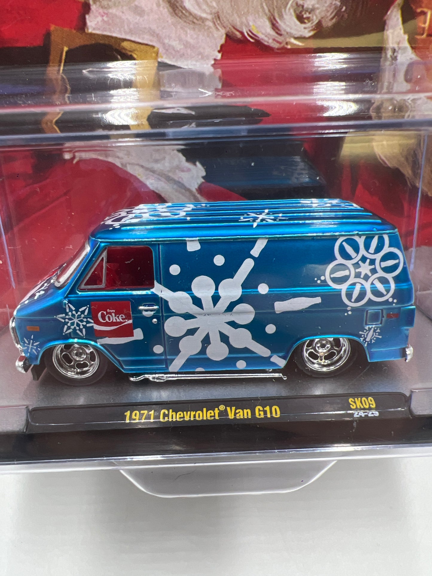 2024 M2 Machines Holiday Coca Cola 1971 Chevrolet Van G10 Blue SK09