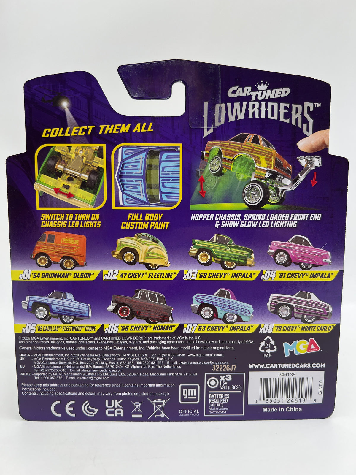 MGA Car Tuned Series 4 Show Glow Lowriders #5 85 Cadillac Fleetwood Coupe Blue