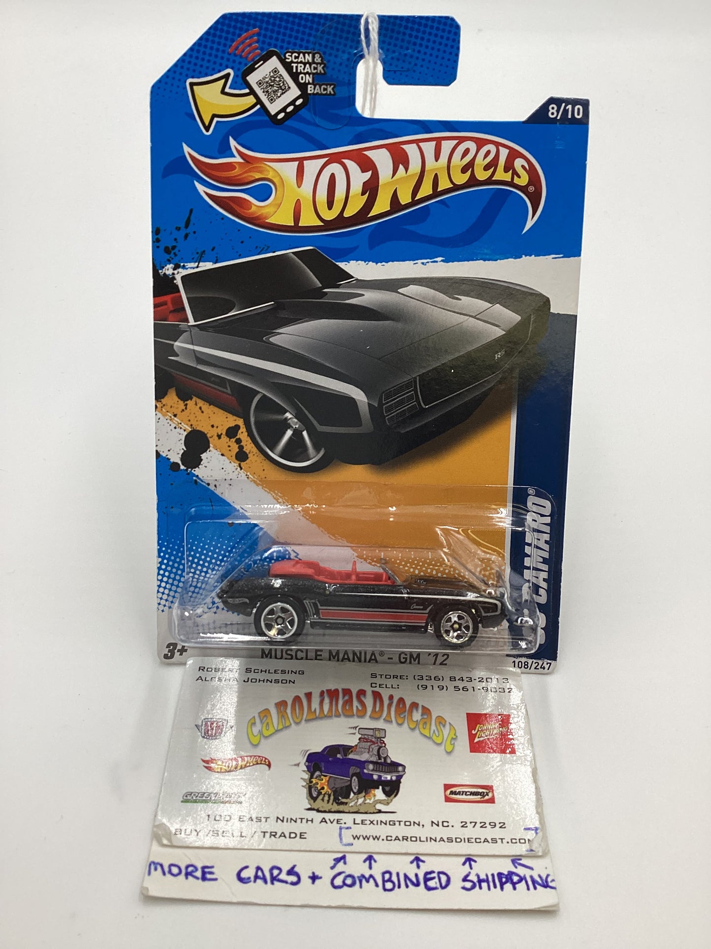 2012 Hot Wheels #108 69 Camaro Black