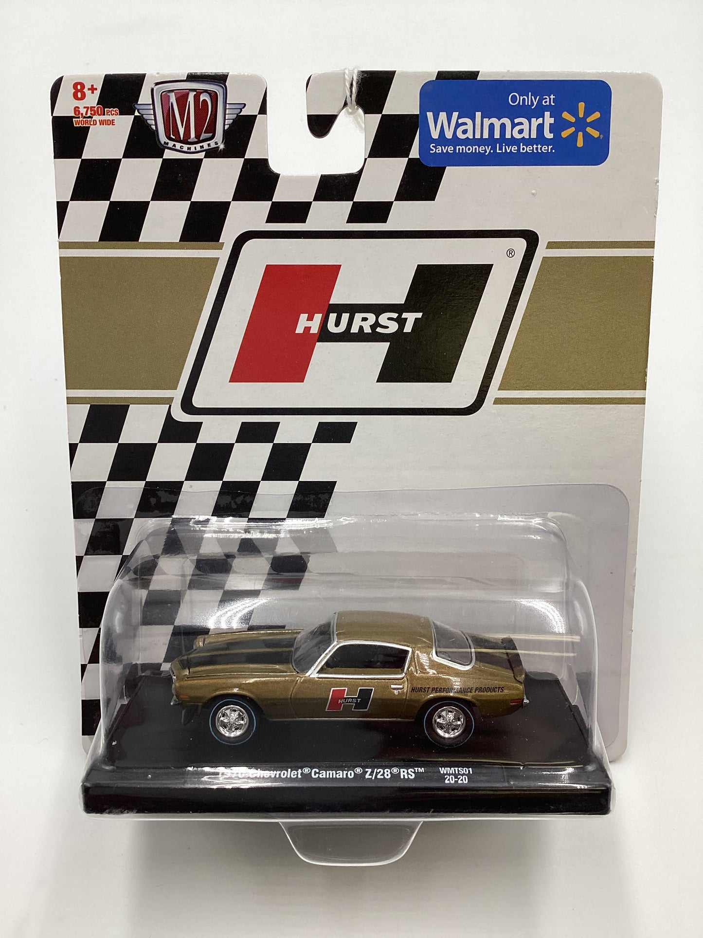 M2 Machines Auto Drivers Hurst 1970 Chevrolet Camaro Z/28 RS Gold WMTS01 Walmart Exclusive 198A