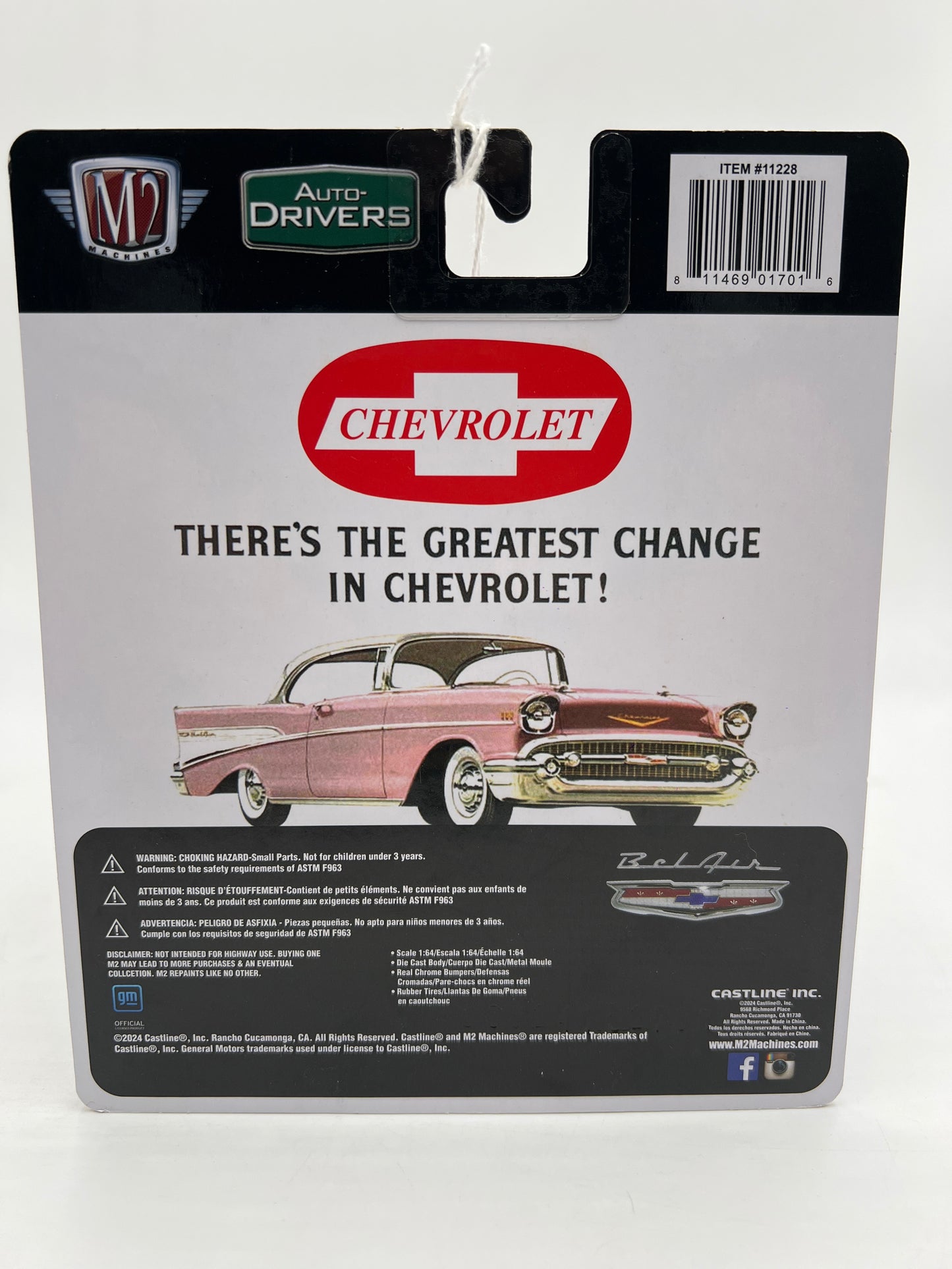 M2 Machines Auto-Drivers CHASE 1957 Chevrolet Bel Air Yellow R114 Cracked Blister