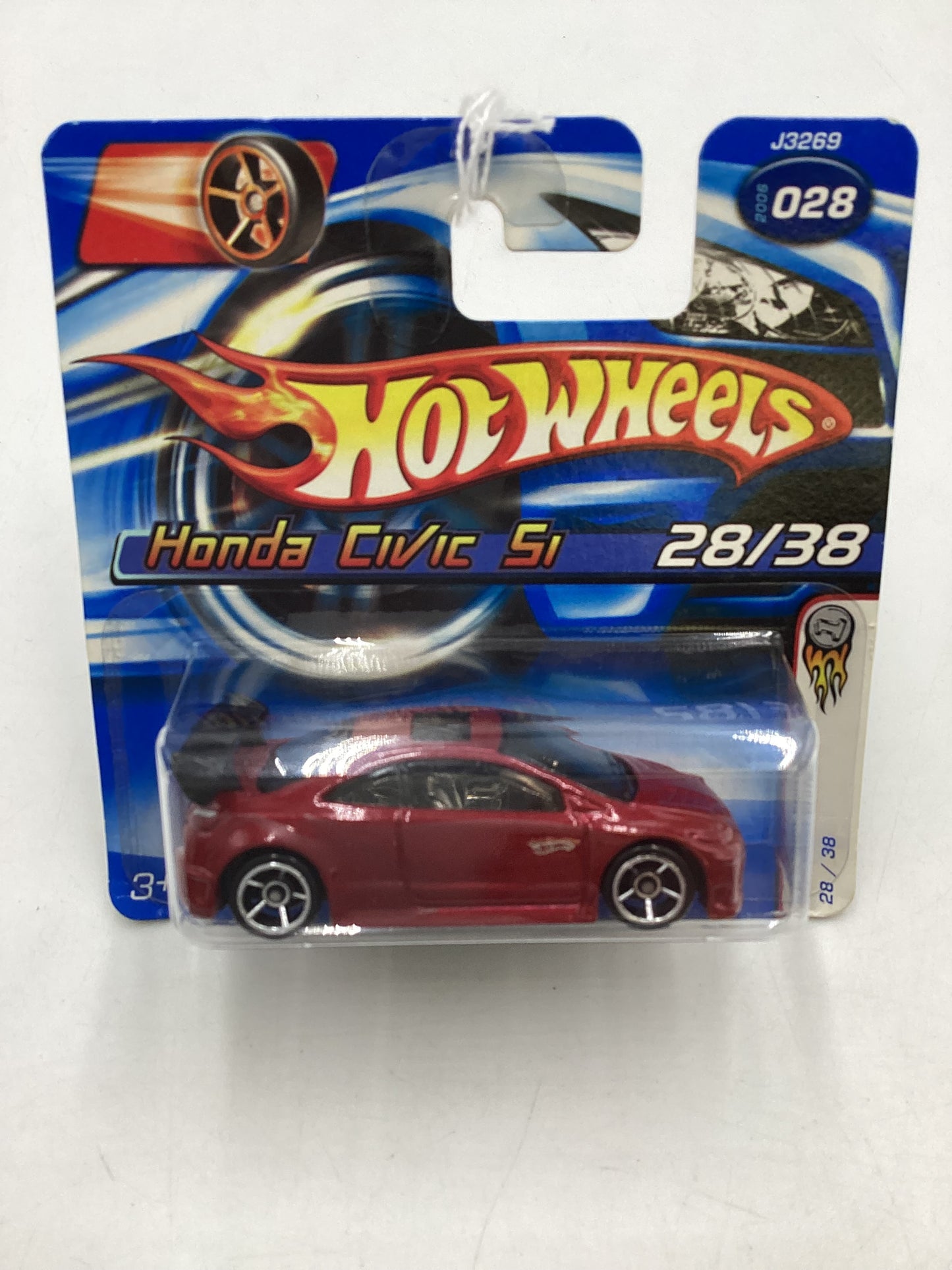 2006 Hot wheels #028 Short Card Faster Than Ever Red Honda Civic Si