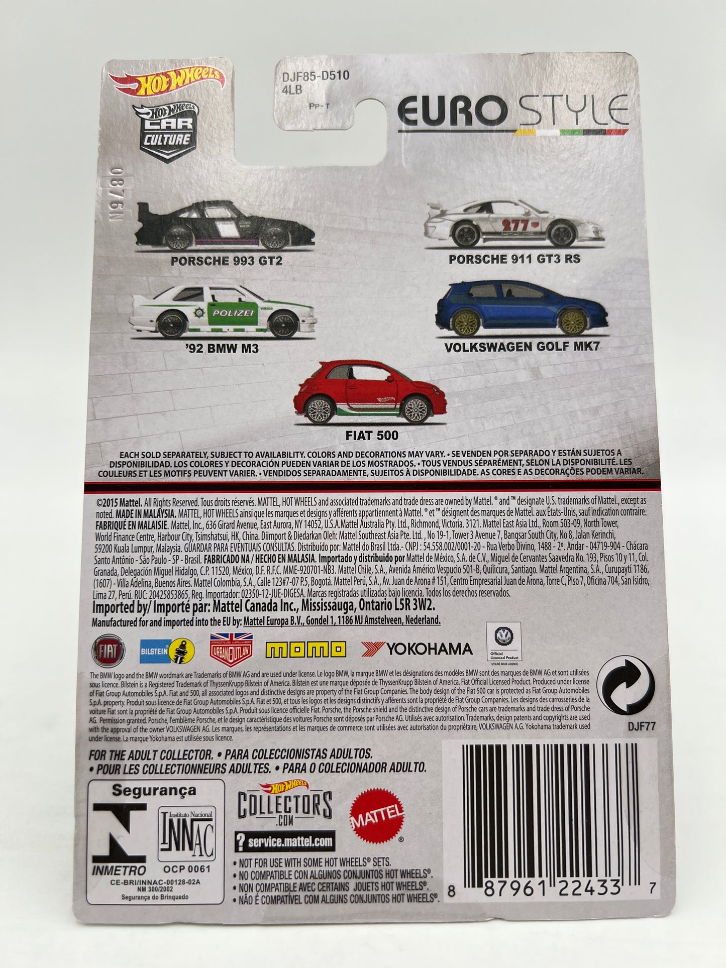 Hot Wheels Premium Euro Style #2 Porsche 911 GT3 RS White Magnus Walker W/Protector