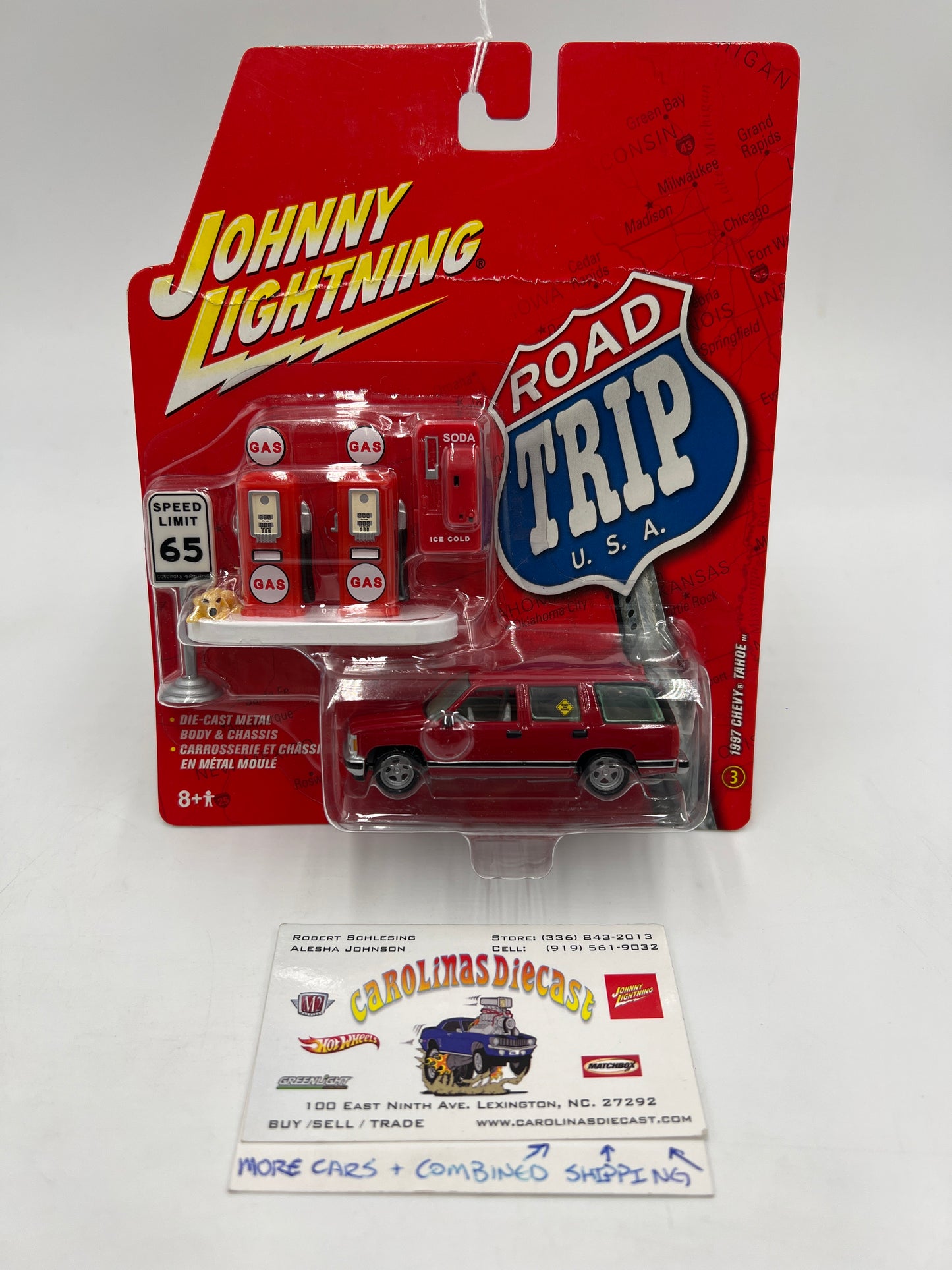 Johnny Lightning Road Trip USA #3 1997 Chevy Tahoe Red Card Not Perfect