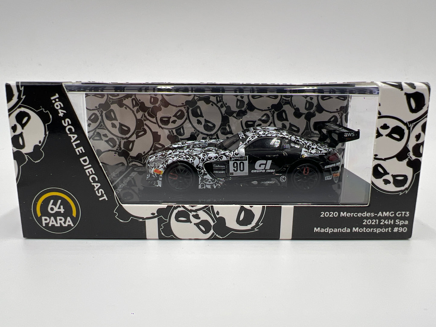 Para64 1:64 Scale Diecast Madpanda Motorsport #90 2020 Mercedes-AMG GT3 Black/White
