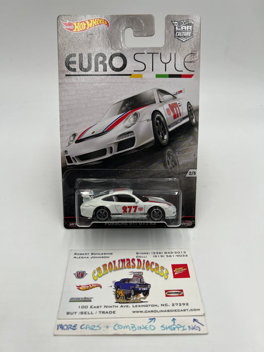 Hot Wheels Premium Euro Style #2 Porsche 911 GT3 RS White Magnus Walker W/Protector