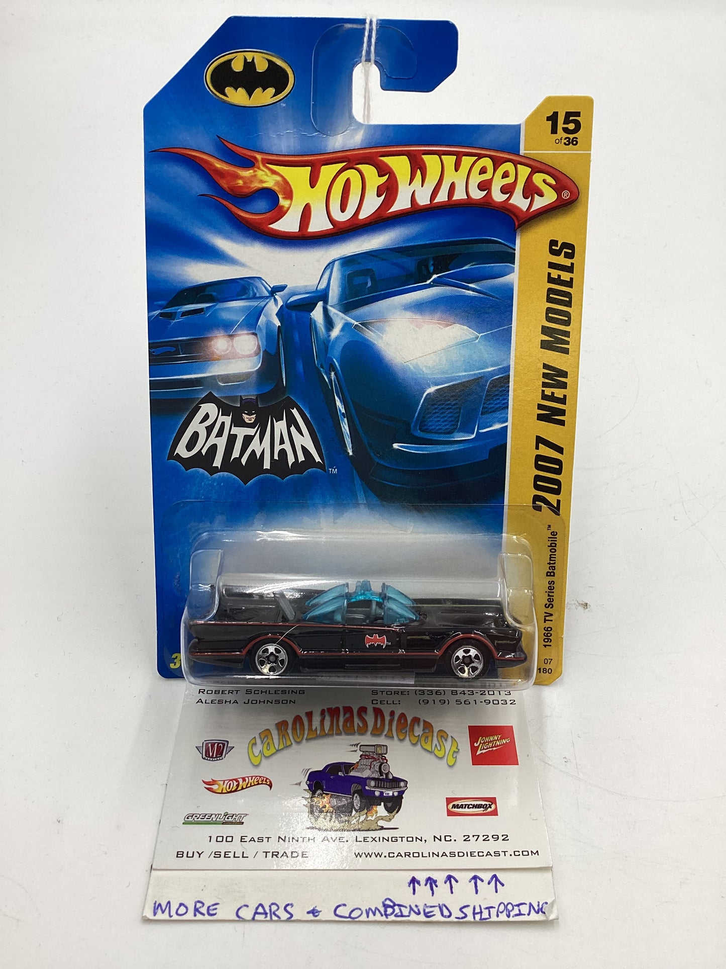 2007 Hot Wheels #15 1966 TV Series Batmobile Black 118E