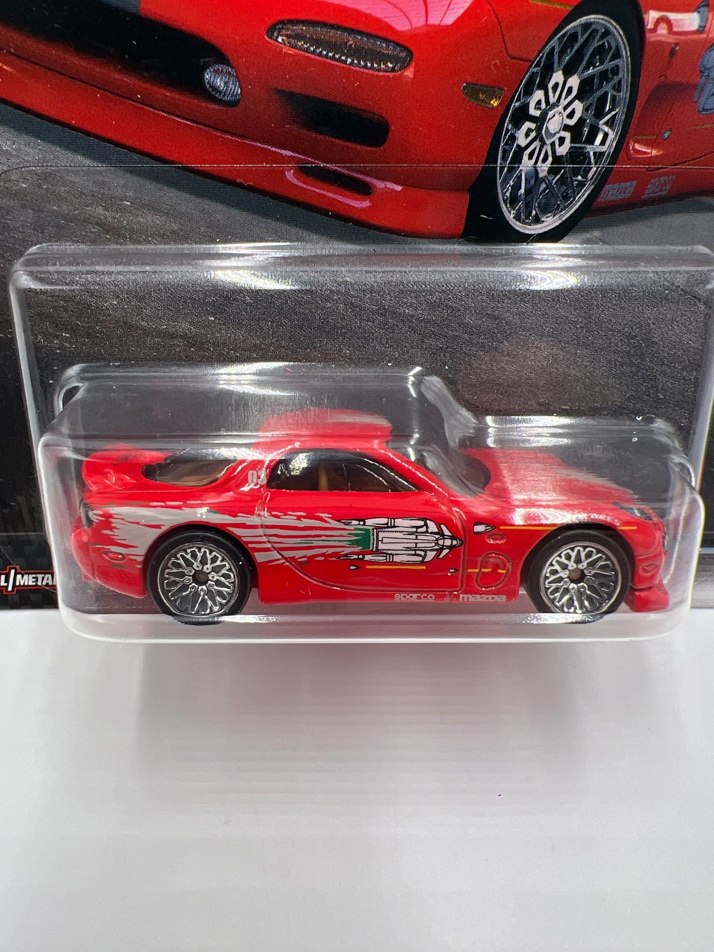 Hot Wheels Premium Fast and Furious Full Force #1 95 Mazda RX-7 Red W/Protector