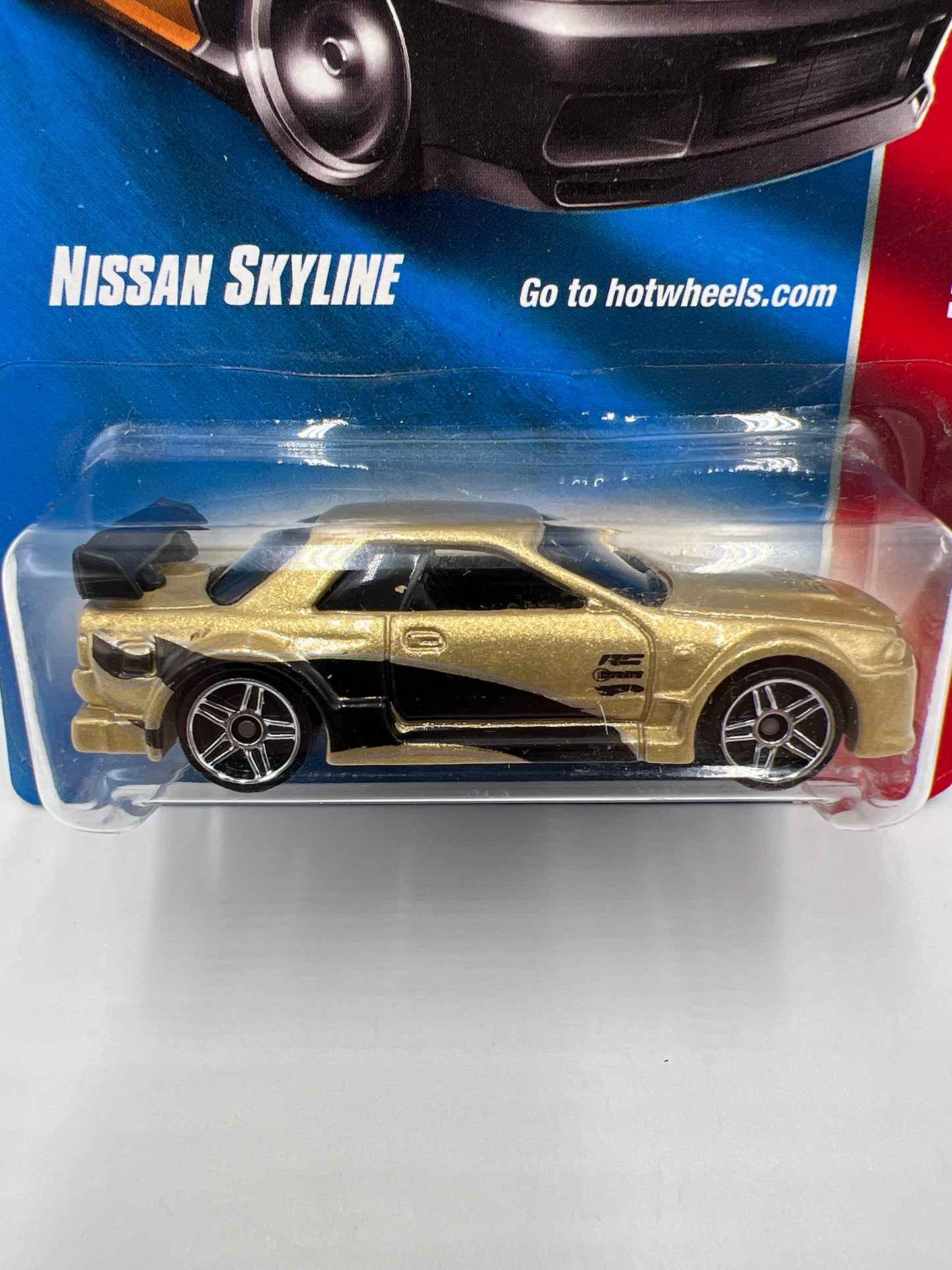 2008 Hot Wheels Web Trading Cars #81 Nissan Skyline Gold W/Protector