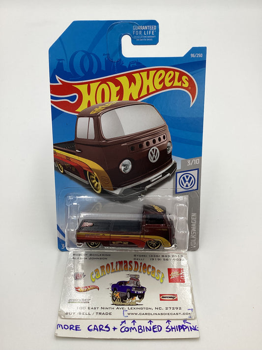 2019 Hot Wheels Super Treasure Hunt #96 Volkswagen T2 Pickup Brown W/ Protector