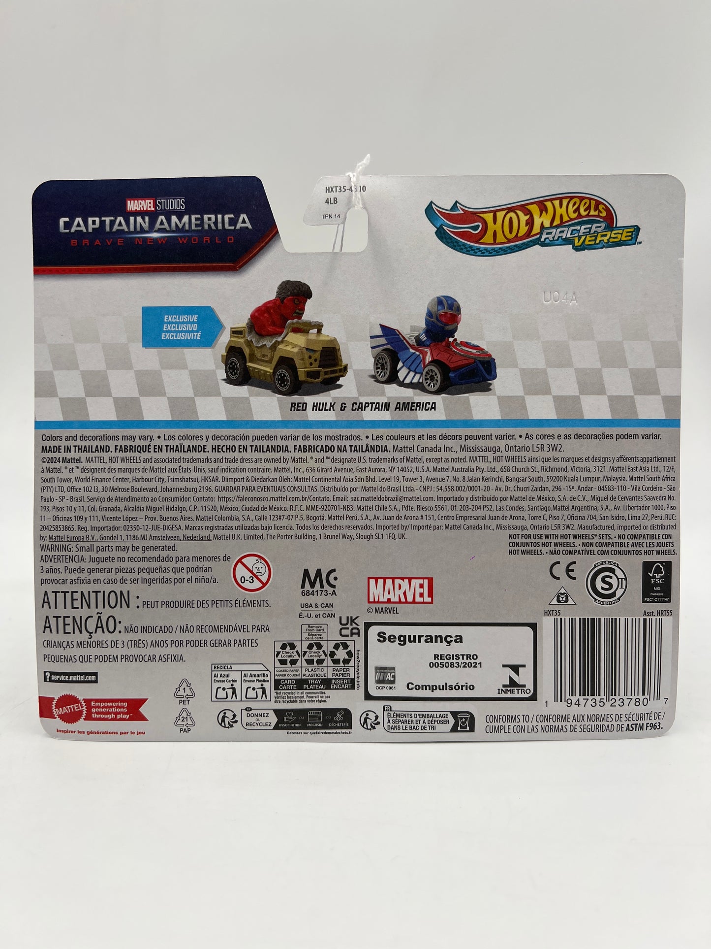 2025 Hot Wheels Racer Verse 2 Pack Marvel Studios Red Hulk & Captain America 116A