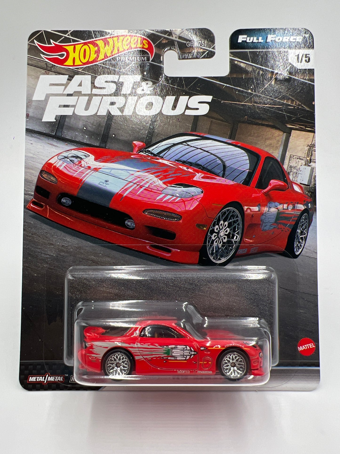 Hot Wheels Premium Fast and Furious Full Force #1 95 Mazda RX-7 Red W/Protector