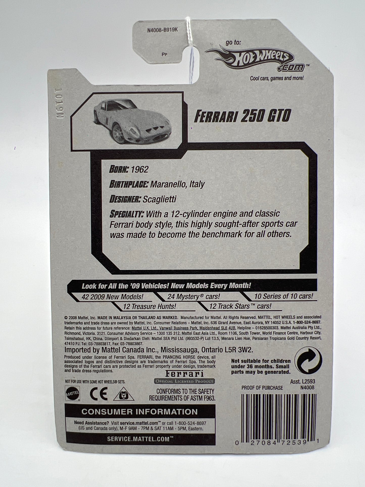 2009 Hot Wheels New Models #5 Ferrari 250 GTO Yellow SR