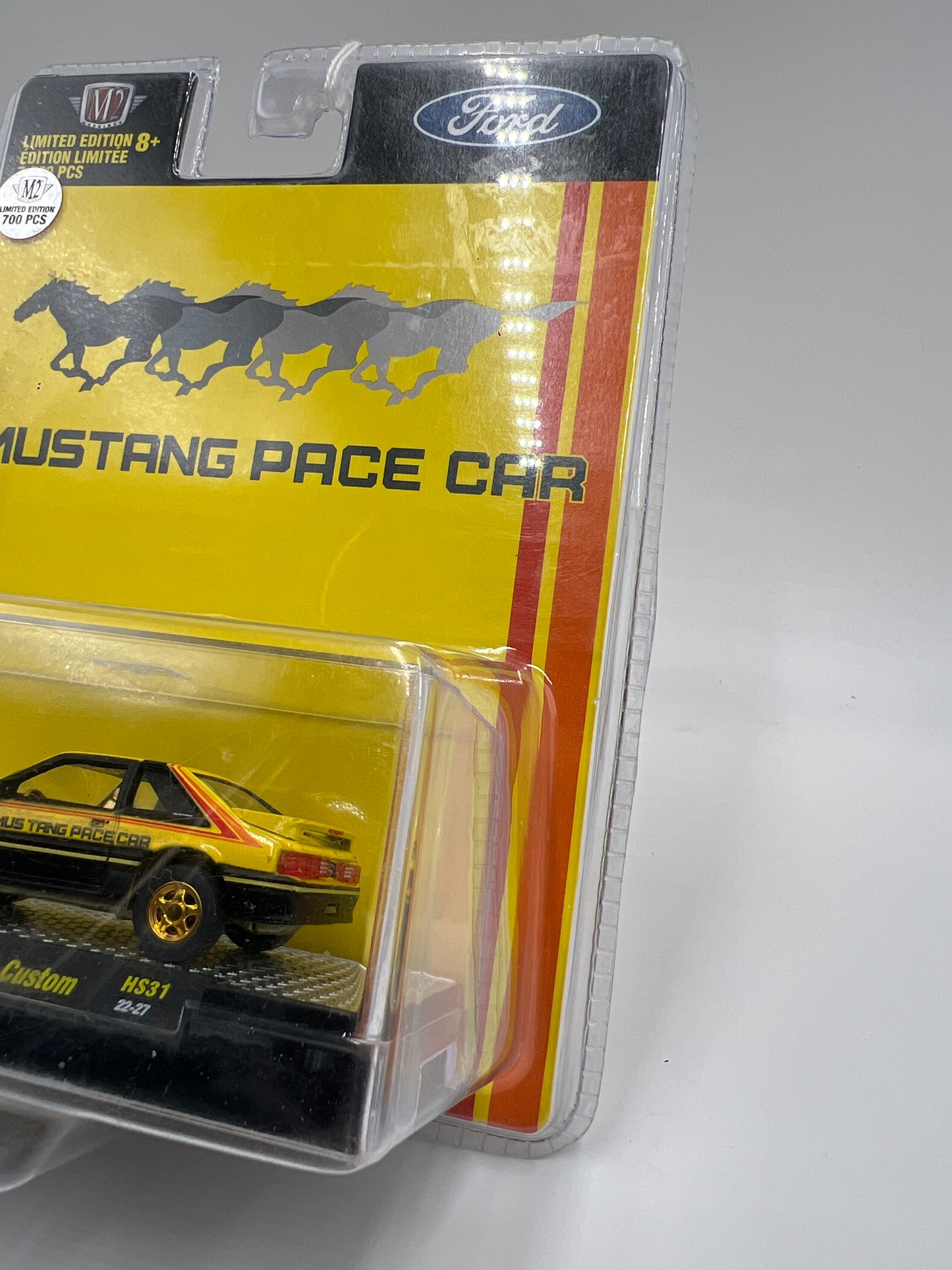 M2 Machines Hobby Exclusive CHASE Pace Car 1987 Ford Mustang GT Custom Yellow HS31