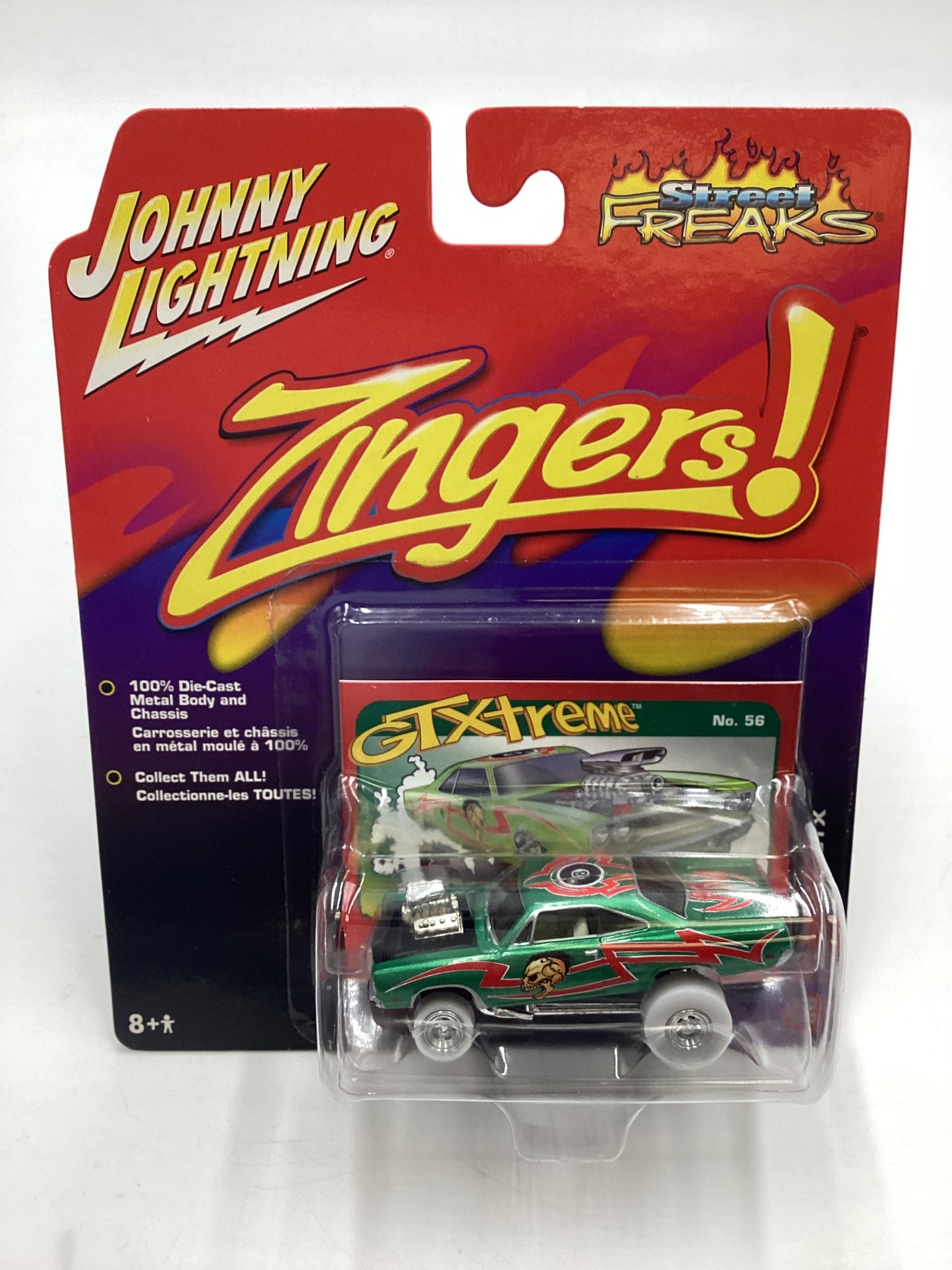 Johnny Lightning Street Freaks Zingers 70 Plymouth GTX Green White Lightning Chase with protector