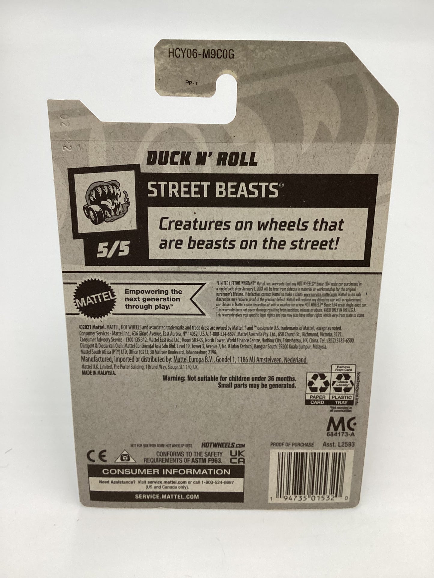 Hot Wheels 2022 Treasure Hunt Duck N Roll #139 w/protector