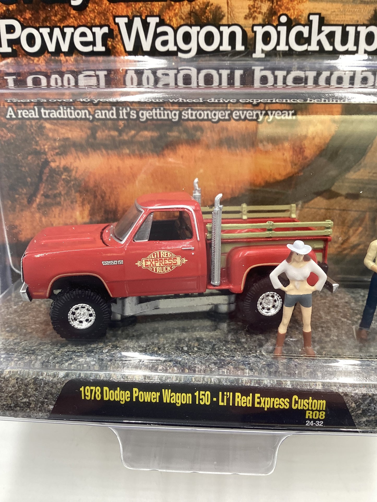 M2 Machines Diorama 1978 Dodge Power Wagon 150 Lil Red Express Custom Red R08 198E