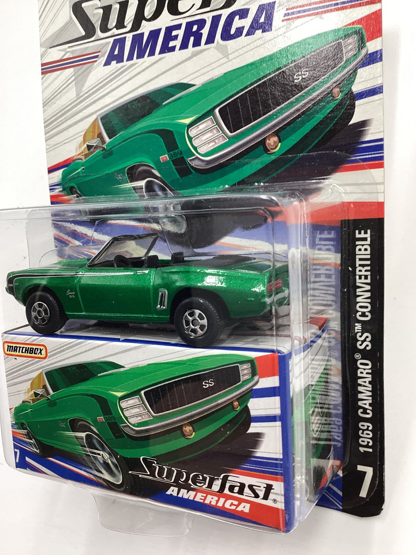Matchbox Superfast America #7 1969 Chevrolet Camaro SS Convertible Green 174F