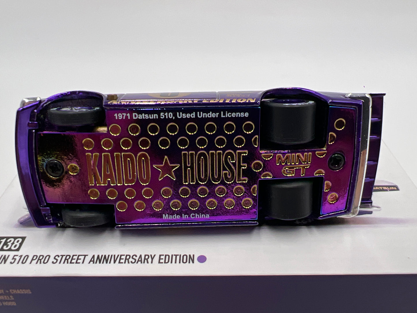 Mini GT Kaido House #138 Datsun 510 Pro Street Anniversary Edition Purple