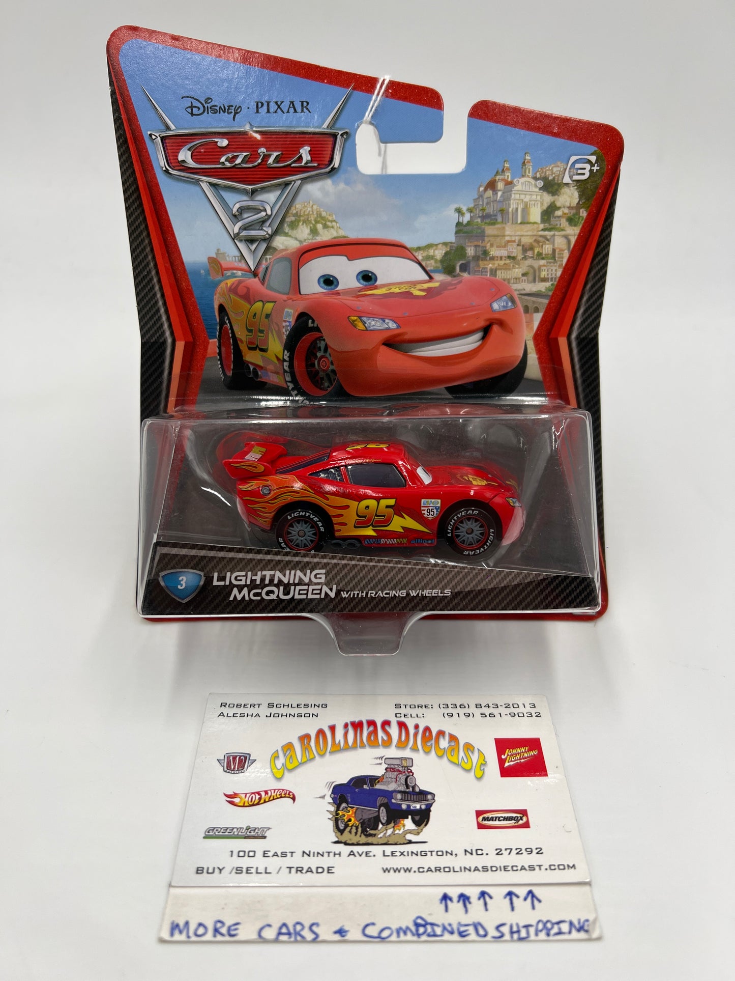 Disney Pixar Cars 2 #3 Lightning McQueen With Racing Wheels 139E