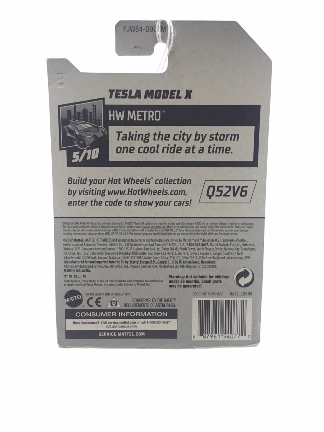 2018 Hot Wheels #247 Tesla Model X grey 48B