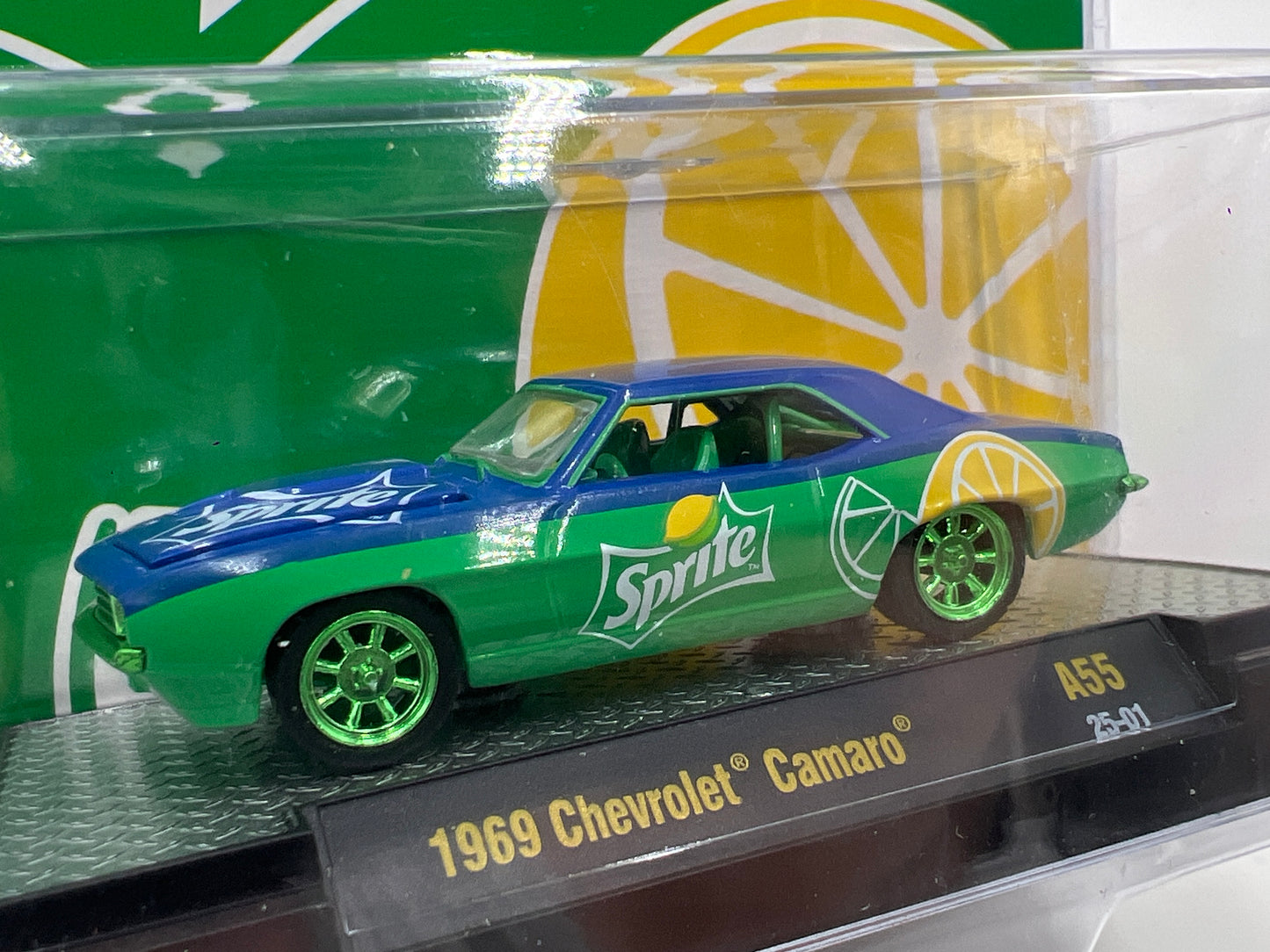 2025 M2 Machines Coca Cola Sprite CHASE 1969 Chevrolet Camaro Green/Blue A55