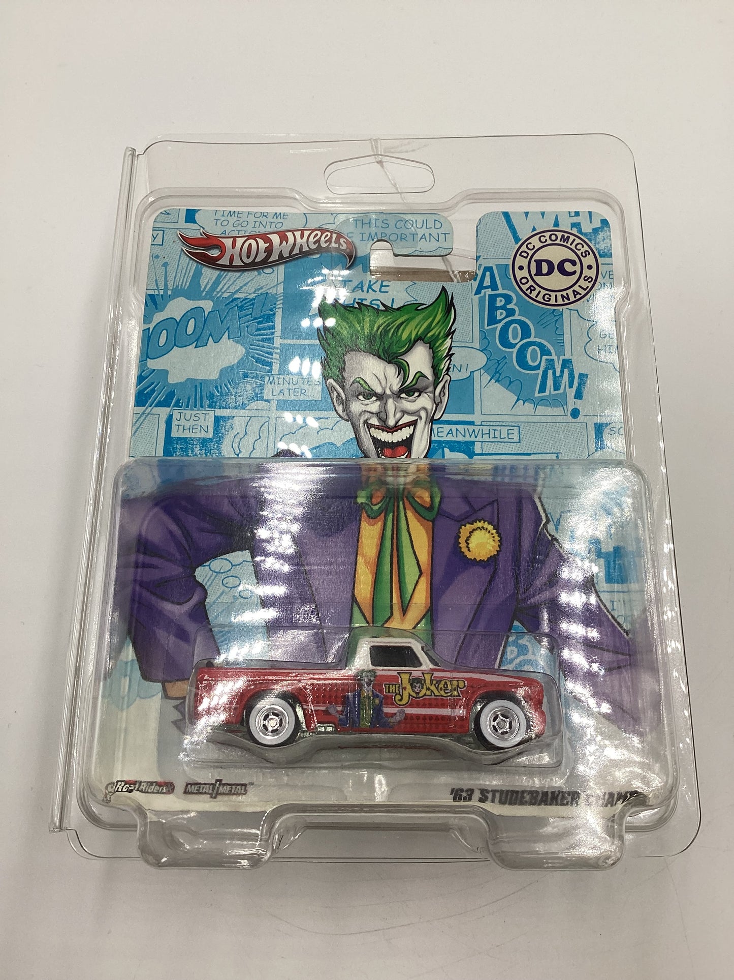 Hot Wheels Pop Culture DC Comics The Joker 63 Studebaker Champ Red with protector