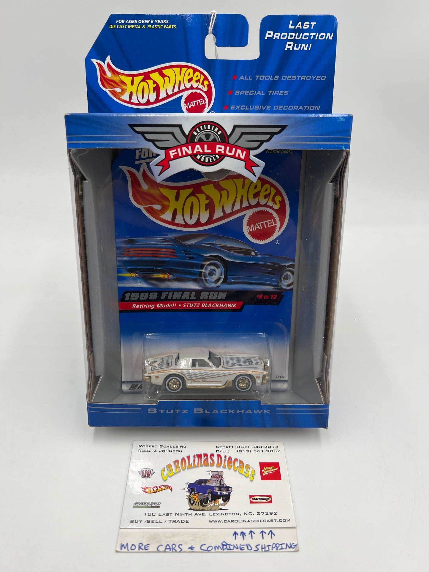 1999 Hot Wheels Final Run #6 Stutz Blackhawk White W/Real Riders
