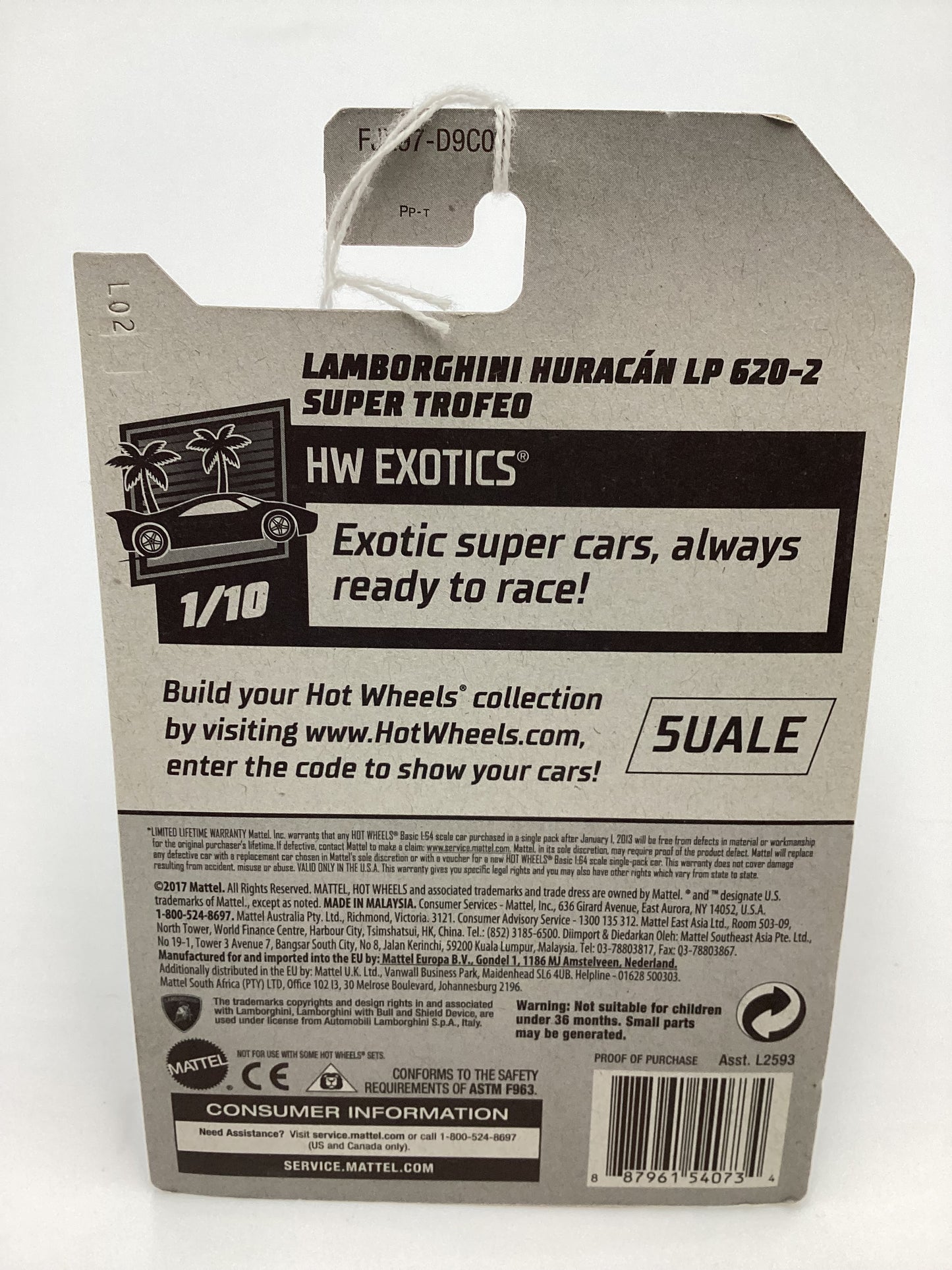 2018 Hot Wheels #150 Lamborghini Huracan LP 620-2 Super Trofeo White 101C