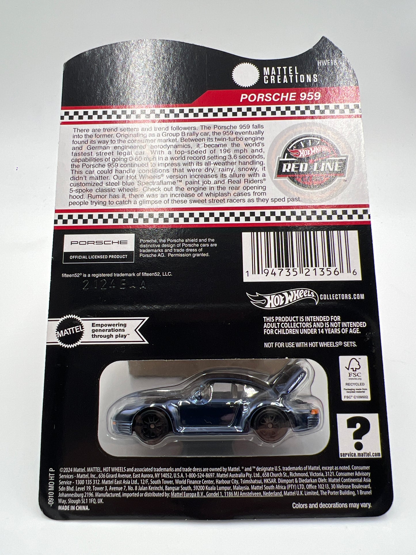 2024 Hot Wheels RLC Porsche 959 Blue W/Protector