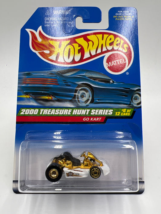 2000 Hot Wheels Treasure Hunt Real Riders Series #53 Go Kart White/Gold W/Protector