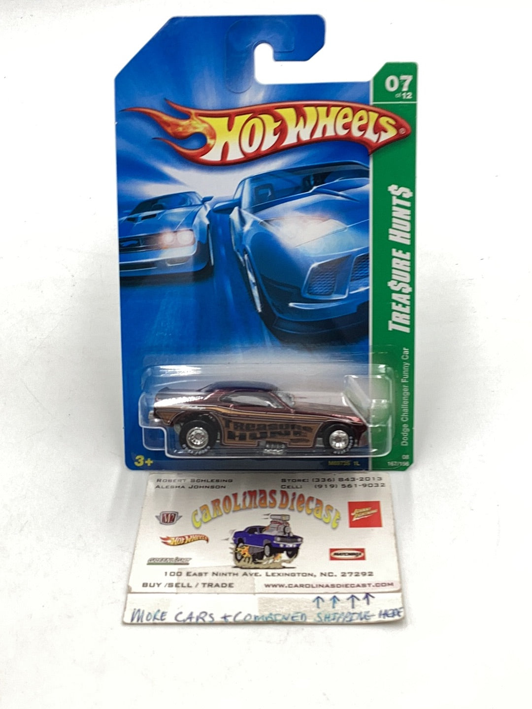 2008 Hot Wheels Super Treasure Hunt #167 Dodge Challenger Funny Car W/Protector