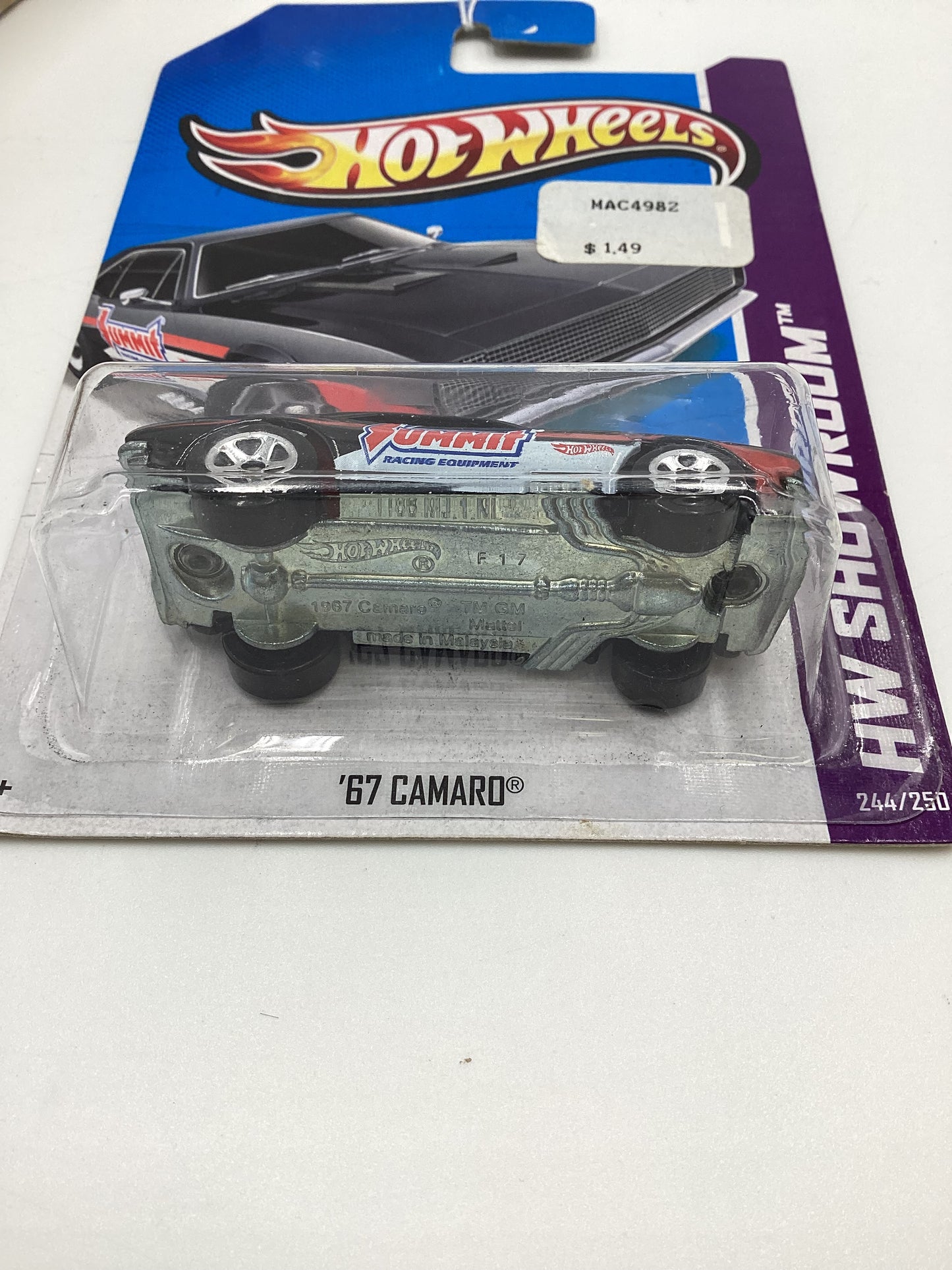 Hot Wheels 2013 #244 67 Camaro Summit Black International card