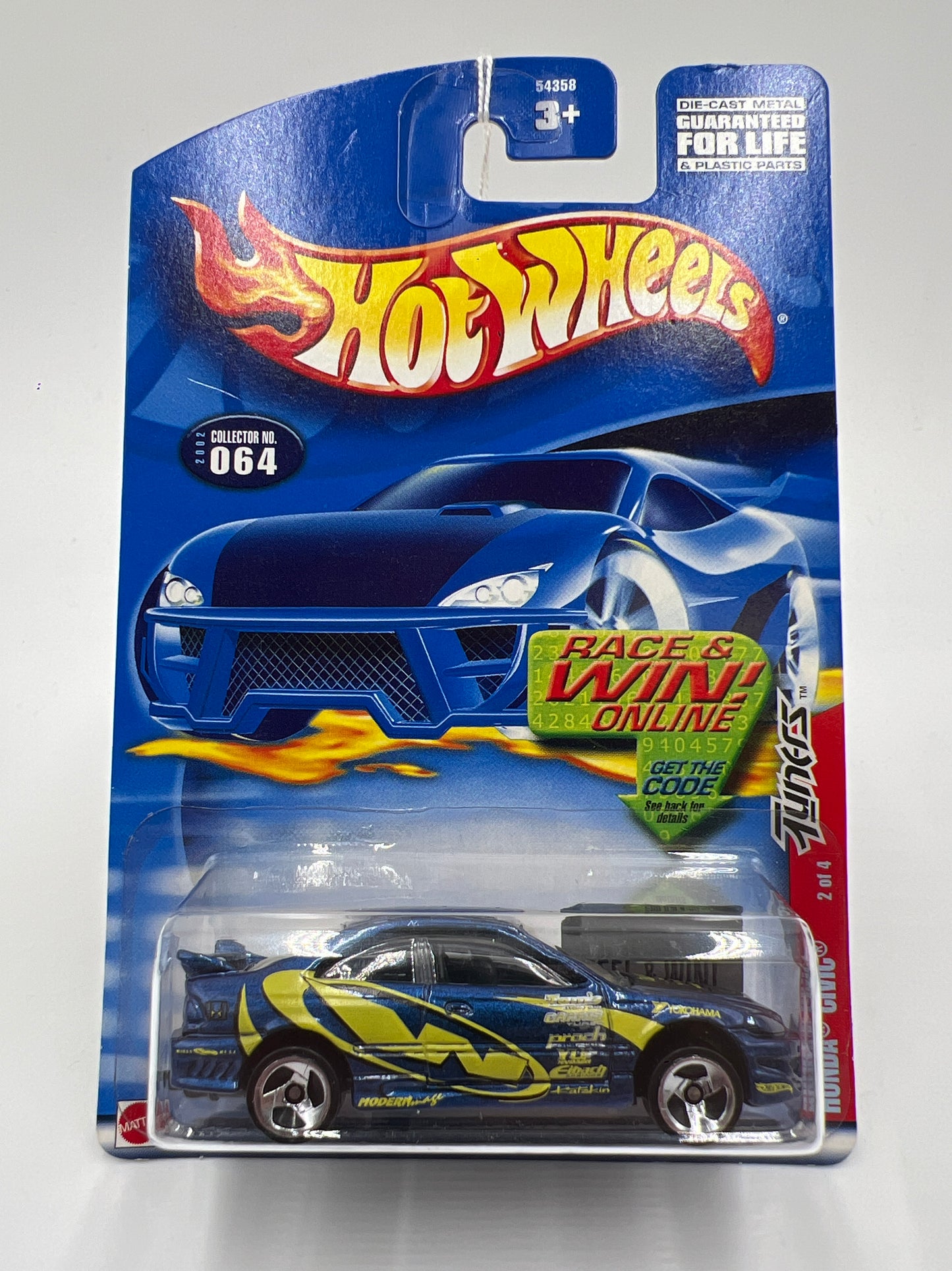 2002 Hot Wheels Tuners Collector #64 Honda Civic Blue 75B