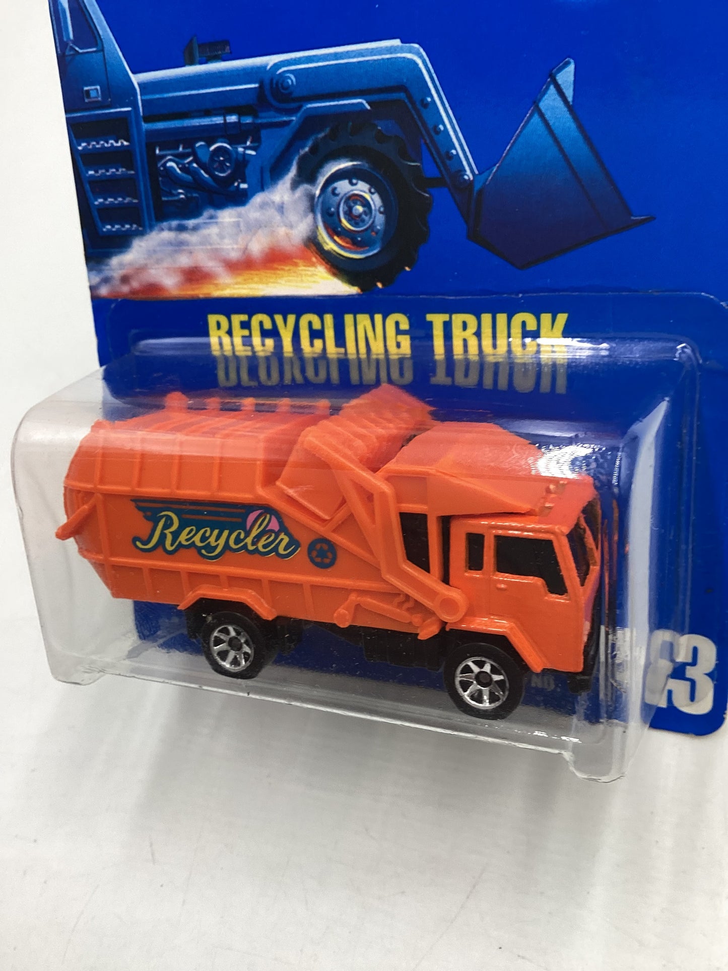 Hot Wheels Blue Card New Model Collector  No. 143 Recycling Truck Orange 7SP Wheels 239G