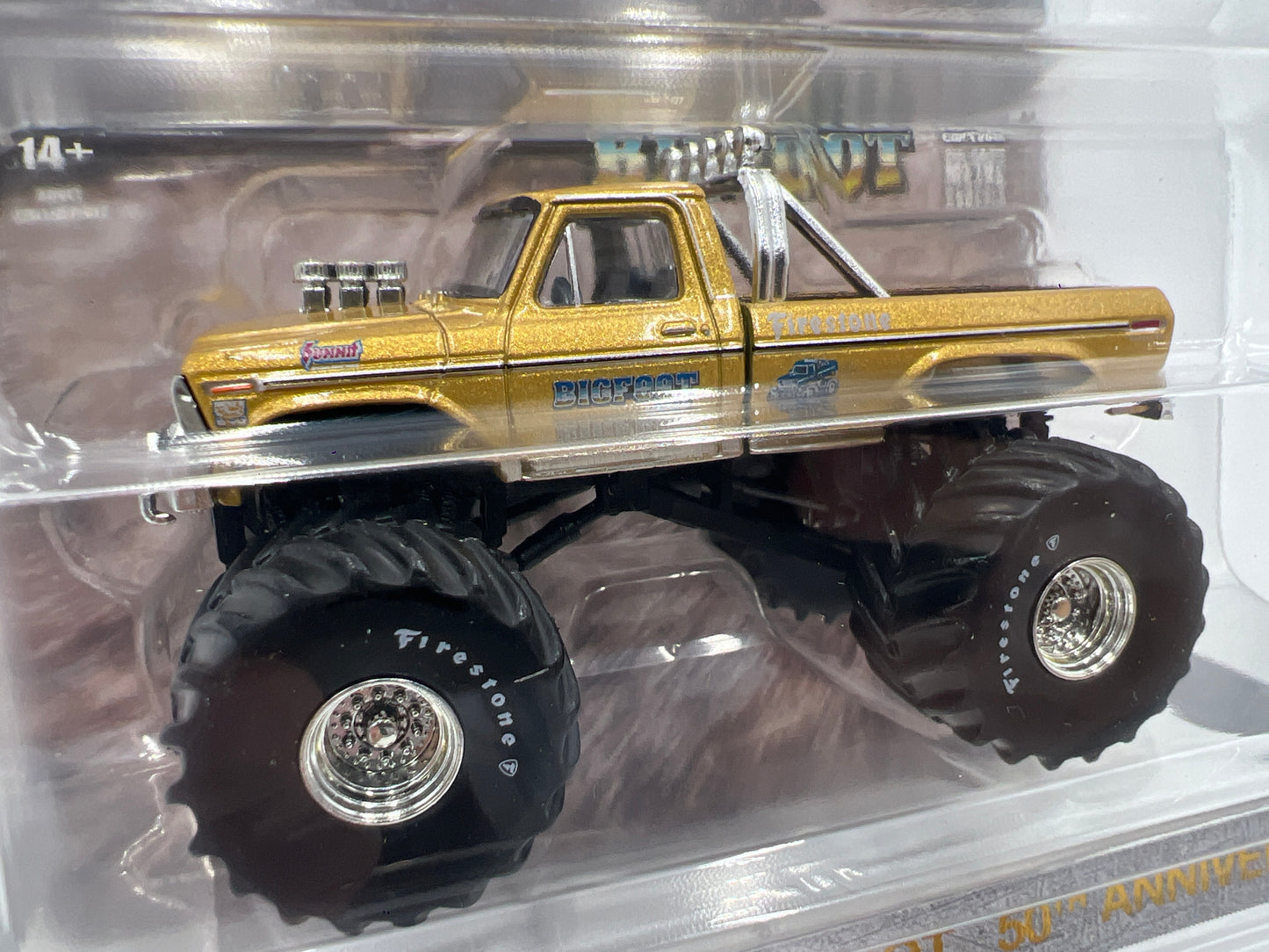 Greenlight Hobby Exclusive Kings of Crunch Bigfoot 50th Anniversary 1979 Ford F-250 Gold Metallic