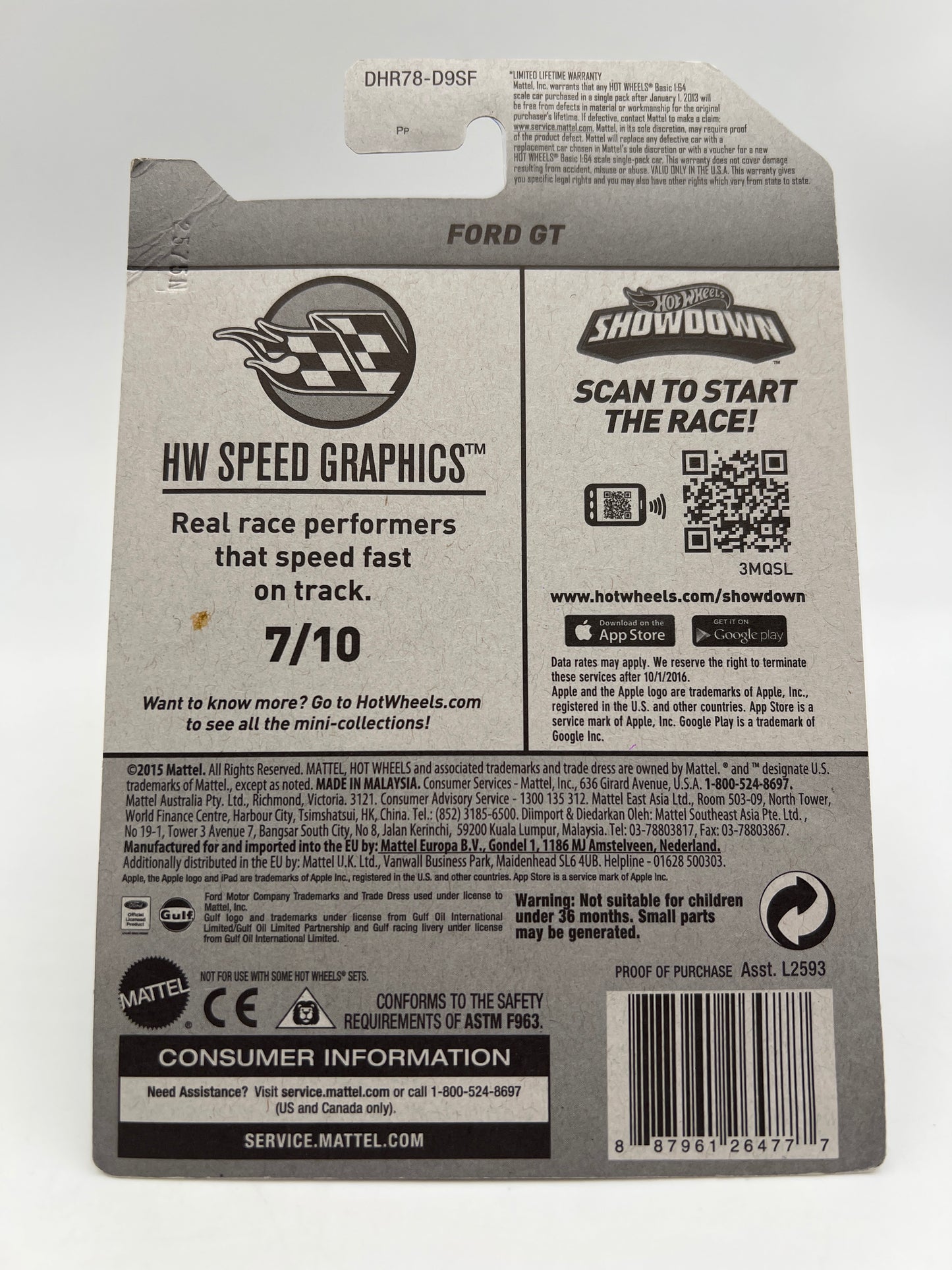 2016 Hot Wheels Target Exclusive Snowflake Card #182 Ford GT Gulf Blue W/Protector