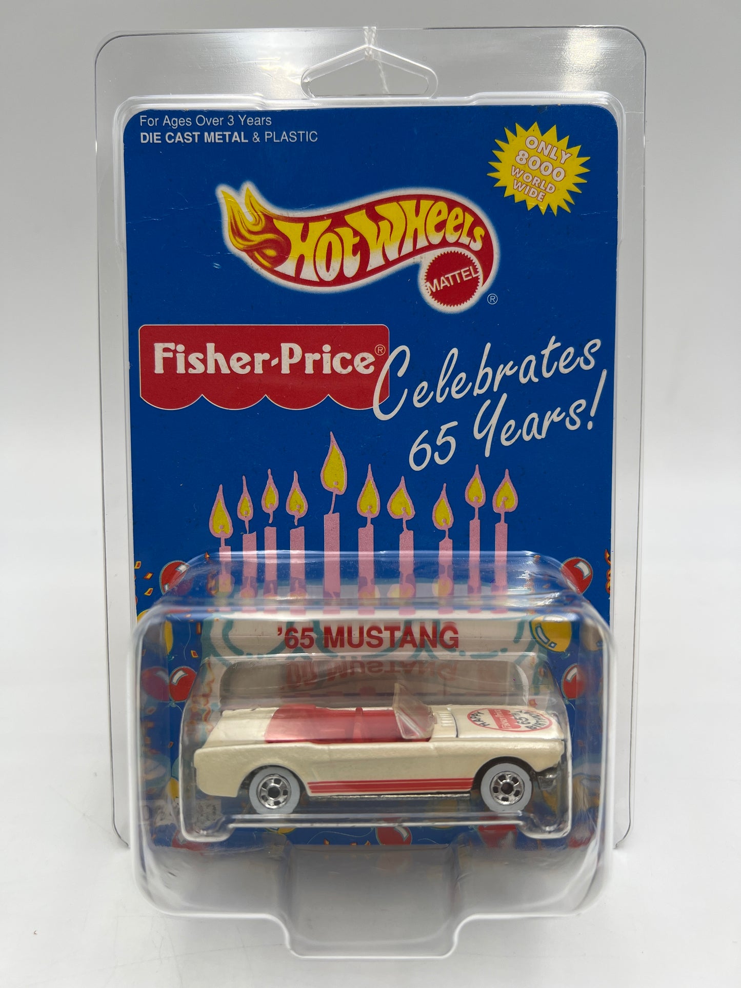 Hot Wheels Special Edition Fisher Price 65 Years 65 Mustang White W/Protector