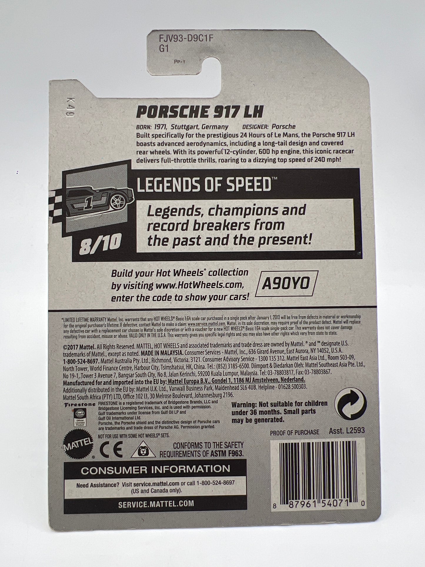 Hot Wheels Porsche 917 LH Blue Gulf Wheel Swap Custom On Card W/Protector SR