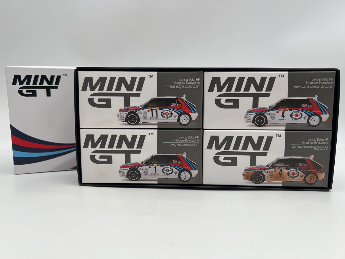 Mini GT #455-458 Martini Racing 4 Car Set 1/5000 Lancia Delta HF Integrale Evoluzione